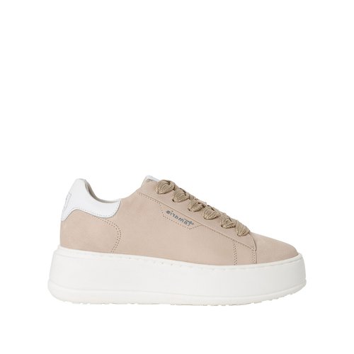 Leather chunky heel trainers taupe Tamaris La Redoute