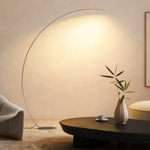 Lampadaire Arc LED HOMCOM - Dimmable, Télécommande Magnétique, 2800LM - Pour Salon, Chambre Ou Bureau