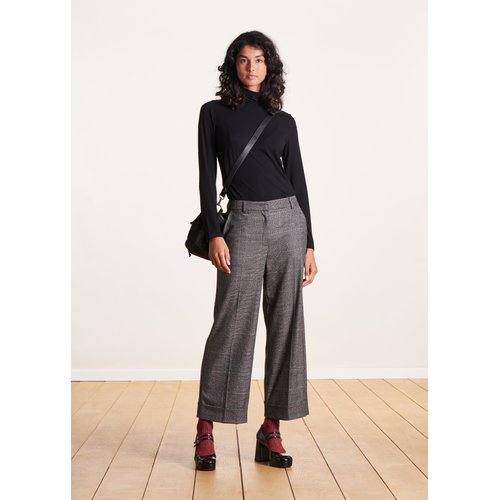 Pantalon droit 7 8eme a carreaux gris La Fee Maraboutee La Redoute