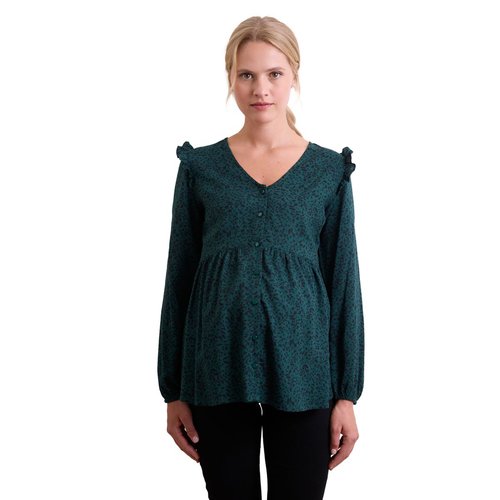 Blouse imprimee volantee grossesse et allaitement vert sapin Vertbaudet La Redoute