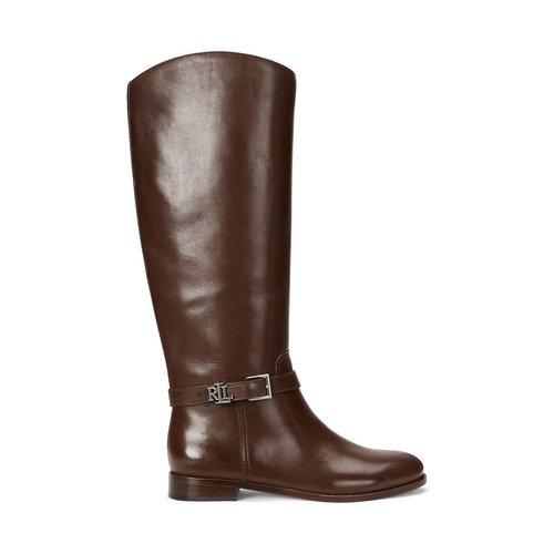 Brooke riding boots in smooth leather with flat heel dark brown Lauren Ralph Lauren La Redoute