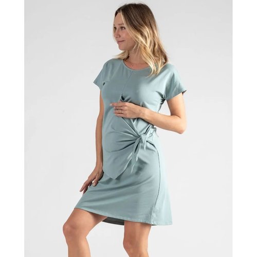 Robe courte de grossesse et d allaitement matelot coton bio sauge Cache Coeur La Redoute