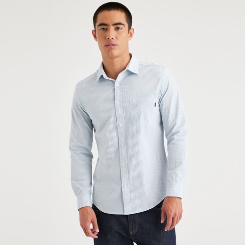 Chemise slim en coton vichy bleu Dockers La Redoute