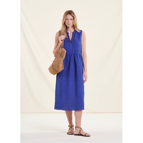 Robe longue en lin bleu roi La Fee Maraboutee La Redoute