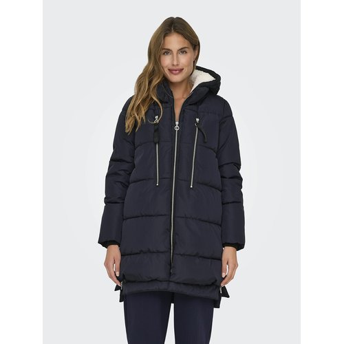 Long hooded padded jacket navy Only La Redoute