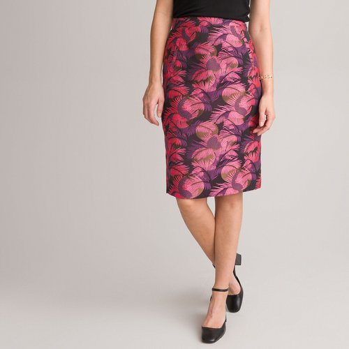 Jupe crayon jacquard mi longue Anne Weyburn imprime rose La Redoute