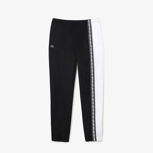 Pantalon jogging bas resserre fleece noir blanc Lacoste La Redoute