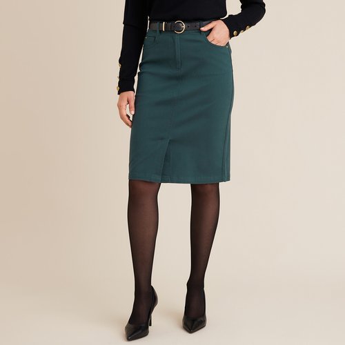 Jupe droite coton stretch mi longue Anne Weyburn La Redoute