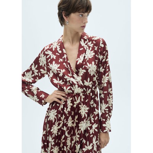 Robe plissee imprimee grenat Mango La Redoute