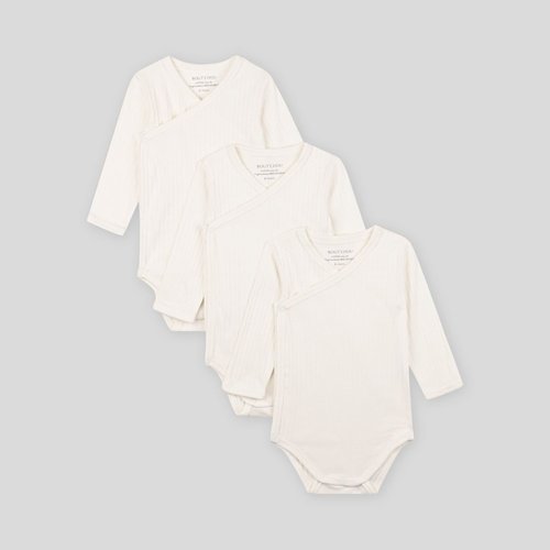 Lot de 3 bodies manches longues croises en coton bio certifie oeko tex blanc Bout chou La Redoute