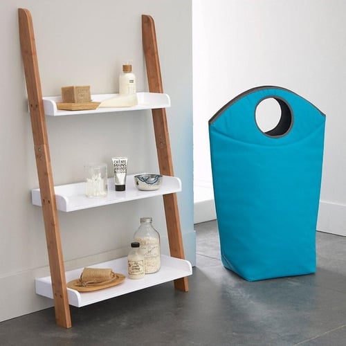 Rebecca Mobili Mobile a Colonna Mobiletto Salvaspazio da Bagno in legno Bianco con Anta