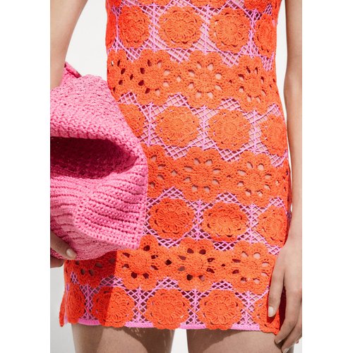 Robe crochet fleurs orange Mango La Redoute