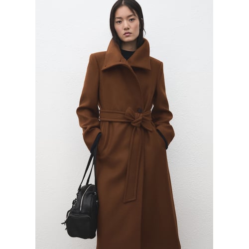 Manteau laine manteco ceinture marron moyen Mango La Redoute