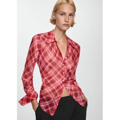 Chemise imprime carreaux grenat Mango La Redoute