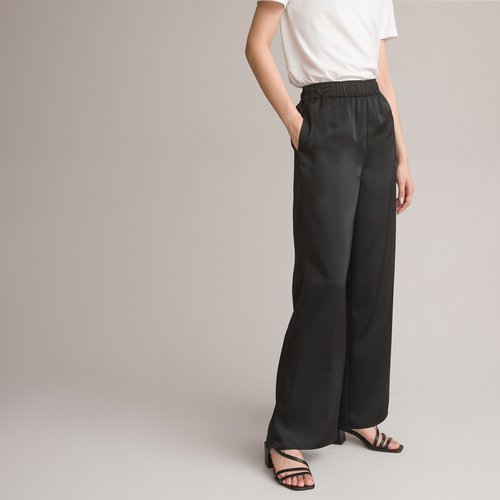 Satin wide leg trousers length 30 black La Redoute Collections La Redoute