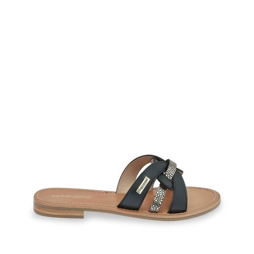 Mules plates en cuir hamsuko Les Tropeziennes Par M Belarbi noir La Redoute
