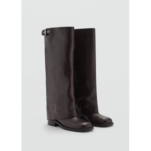 Bottines cuir boucle chocolat Mango La Redoute
