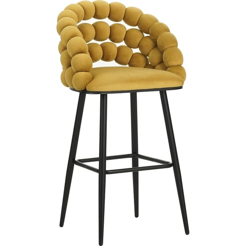Tabouret De Bar En Velours Rose - Design Vintage, Hauteur 80 Cm, Assemblage Requis