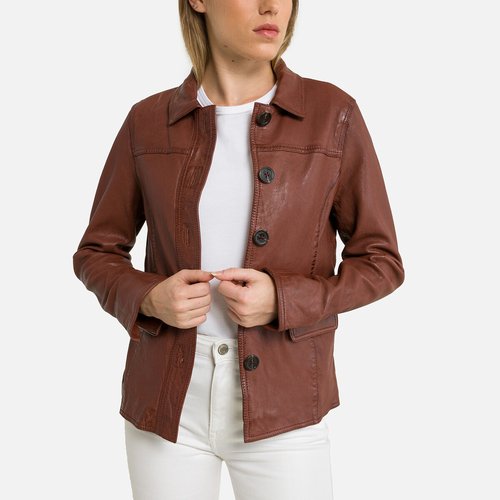 Veste en cuir boutonnee romana marron Oakwood La Redoute