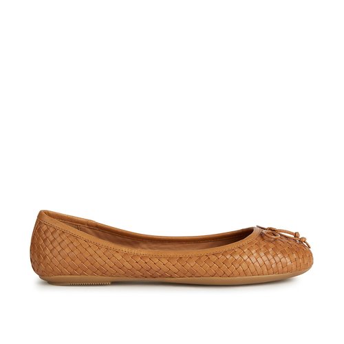 Brown leather ballet pumps outlet