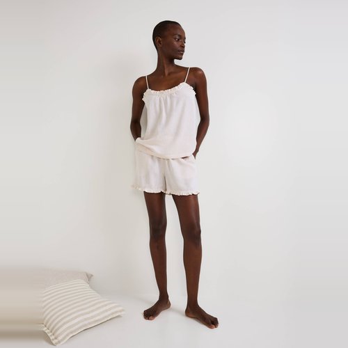 Pyjashort uni en viscose lin ecru Monoprix La Redoute