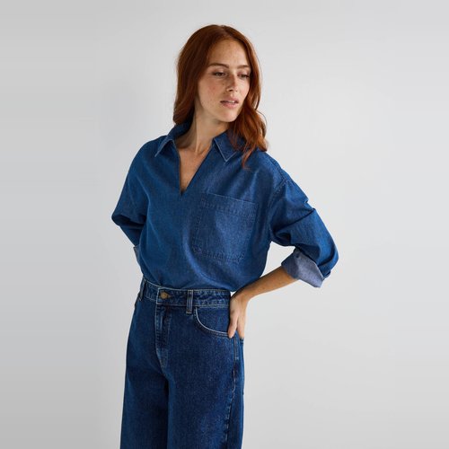 Blouse manches longues en denim denim Monoprix La Redoute