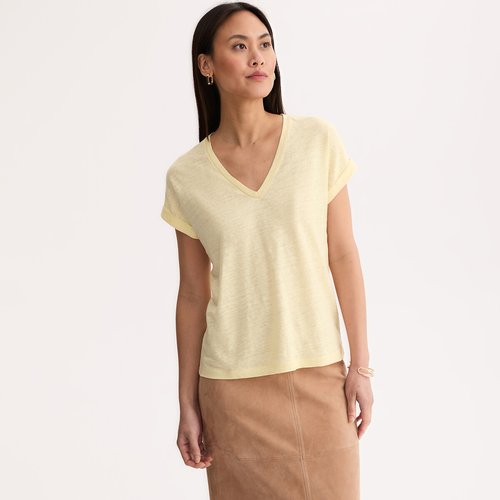 T-shirt Été Col V Femme Grandes Tailles RAOUL Blanc