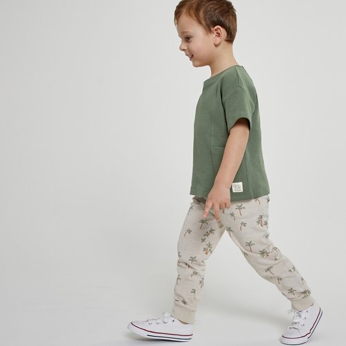 Pack of 2 leggings in cotton 1 plain 1 in palm tree print grey ecru La Redoute Collections La Redoute