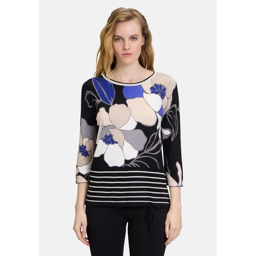 Pull over en fine maille a imprime a fleurs noir bleu Betty Barclay La Redoute