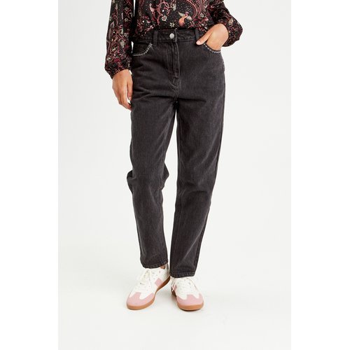 Jeans mom avec strass denim noir Cache Cache La Redoute