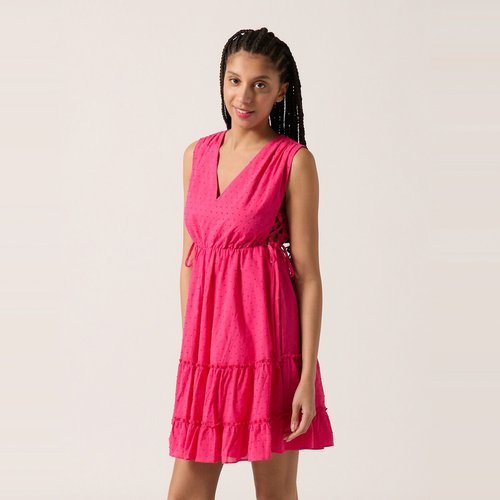 Robe en coton a plumetis decollete v au dos Naf Naf La Redoute