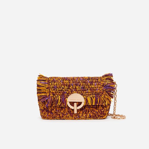 Nano moon raffia crossbody bag orange yellow Vanessa Bruno La Redoute