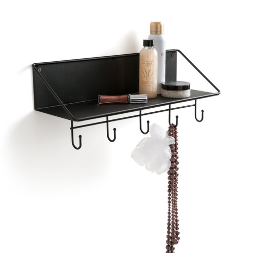 Led tinted steel wall shelf with hooks black So home La Redoute