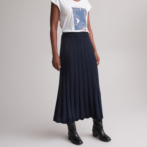 Pleated Knit Maxi Skirt