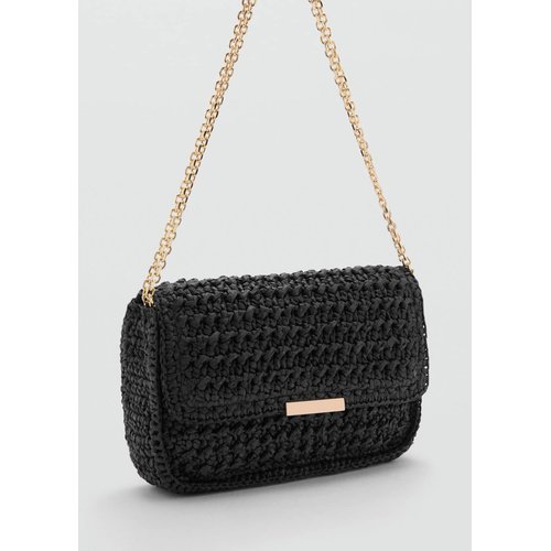 Sac bandouliere fibre naturelle noir Mango La Redoute
