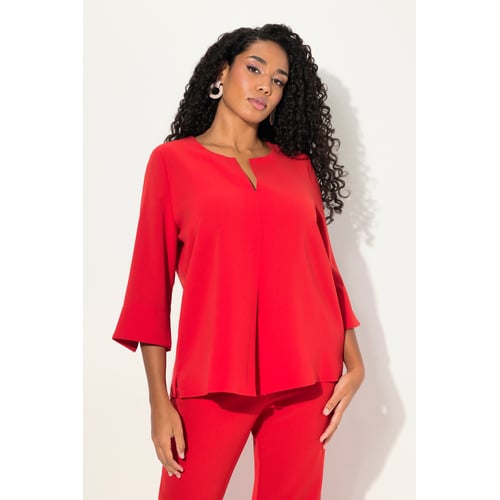 Tunique Femme à Rayures Ulla Popken | Manches 3/4, Boutonnière Sur Toute La Longueur, Tissu Bubble Facile D'entretien