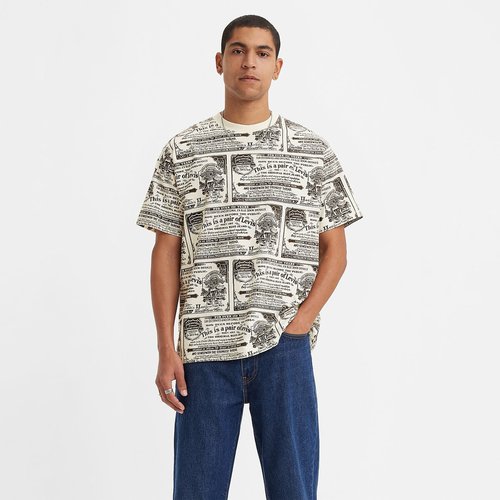 Printed cotton t shirt with crew neck grey Levi s La Redoute
