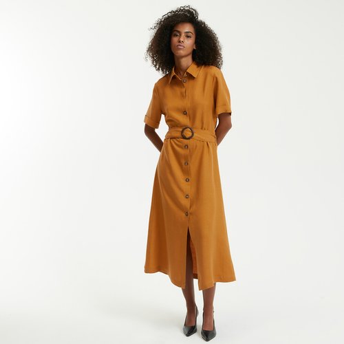 Robe chemise melange lyocell lin signature ophelie La Redoute Collections La Redoute