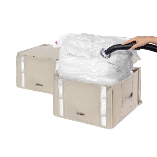 Compactor lot de 3 boites de rangement sous vide dune m beige Couleur beige Compactor La Redoute