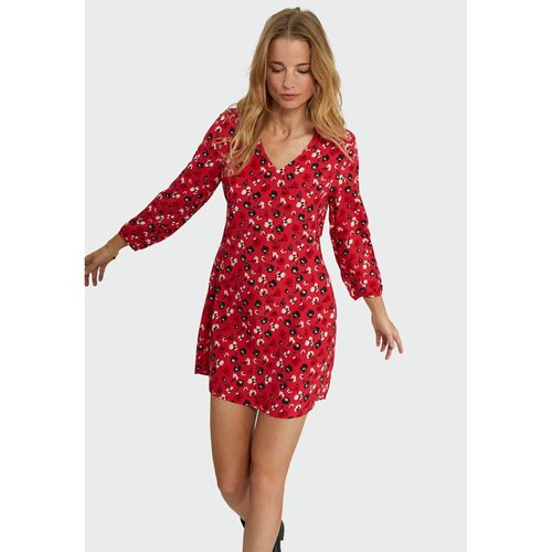 Robe imprime floral rock rose framboise Icode La Redoute