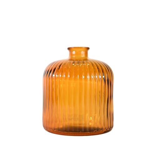 Vase Fleur Lyra Luminous 18 Cm - Vase En Verre Transparent à Stries, 1229 Ml, Décoration Intérieure