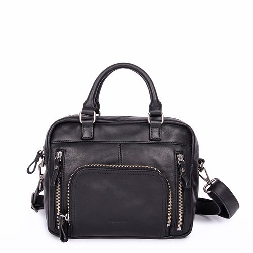Macy's black leather purse sale