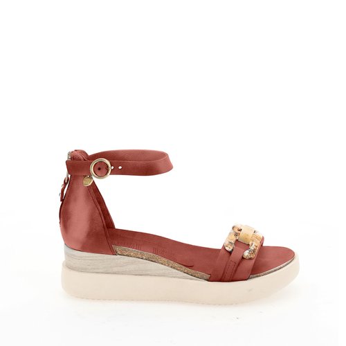 Sandales compensees en cuir Mjus rouille La Redoute