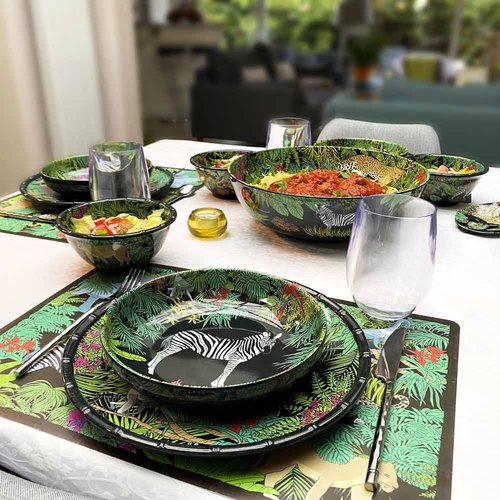 Assiette creuse en mélamine jungle 20 cm Couleur vert, noir Les