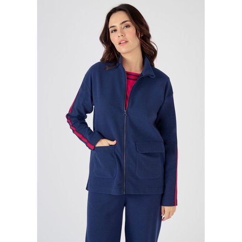Gilet zippe maille ottoman bleu marine Damart La Redoute