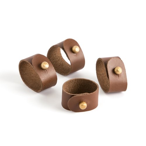 Skorza buffalo leather napkin rings set of 4 brown La Redoute Interieurs La Redoute