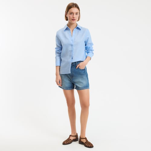 Chemise Ample En Lin 100% Bleu Clair - Marque Histoires De Lin - Taille L (jusqu'à 44)