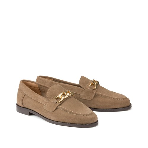 Mocassins en cuir suede avec chaine signatures La Redoute Collections La Redoute