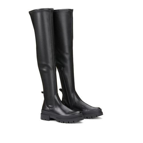 Over the knee boots with notched sole black La Redoute Collections La Redoute