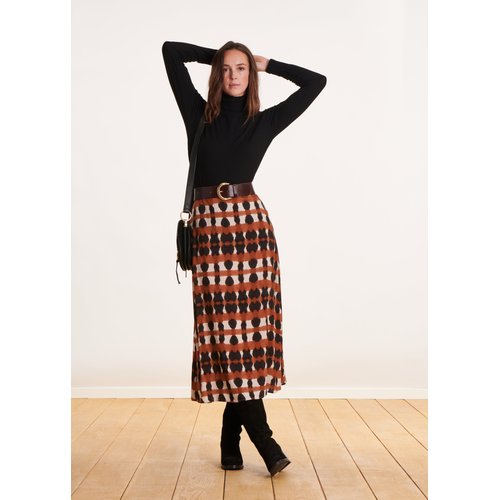 Jupe midi a imprime marron La Fee Maraboutee La Redoute
